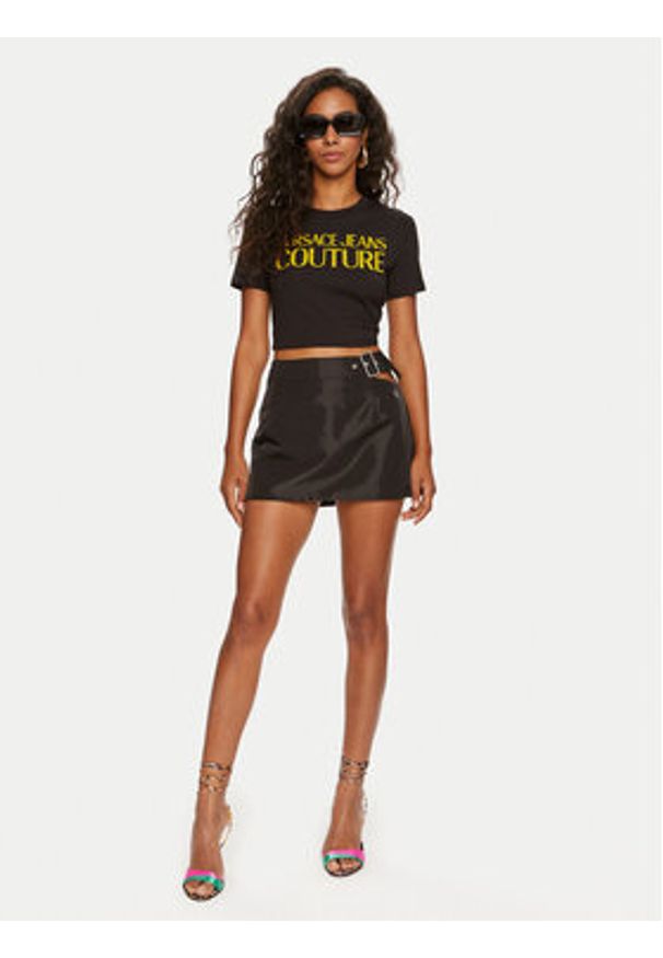 Versace Jeans Couture T-Shirt 76HAHG03 Czarny Regular Fit. Kolor: czarny. Materiał: bawełna