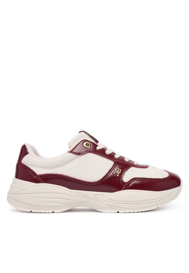 TOMMY HILFIGER - Tommy Hilfiger Sneakersy Modern Runner Shiny Leather FW0FW09413 Bordowy. Kolor: czerwony. Materiał: skóra