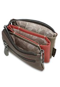 Beżowa Stylowa Portmonetka Damska Anekke. Kolor: beżowy. Wzór: aplikacja, haft #3