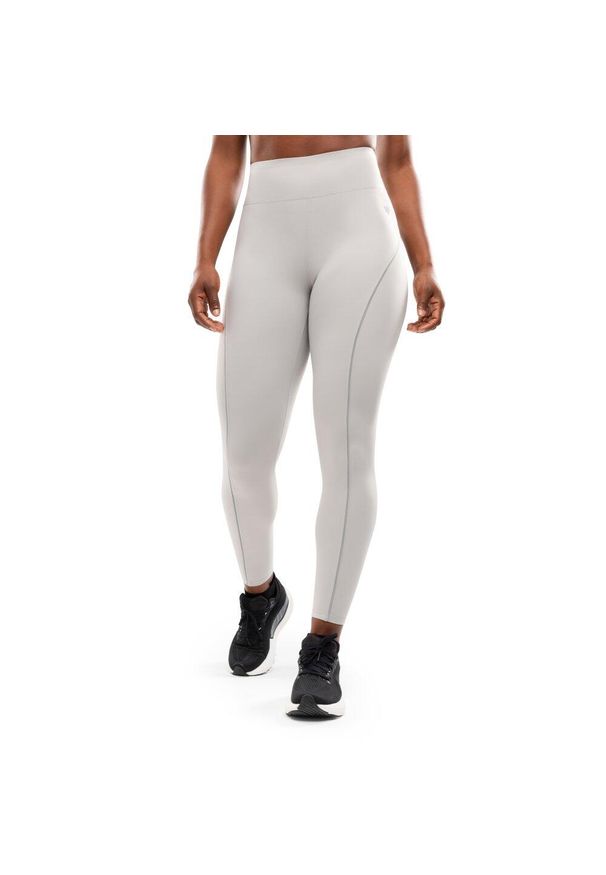 SIROKO - Damskie długie legginsy do biegania Fitness Siroko Lume Light Gray. Stan: podwyższony. Kolor: szary. Materiał: tkanina. Długość: długie. Sport: fitness