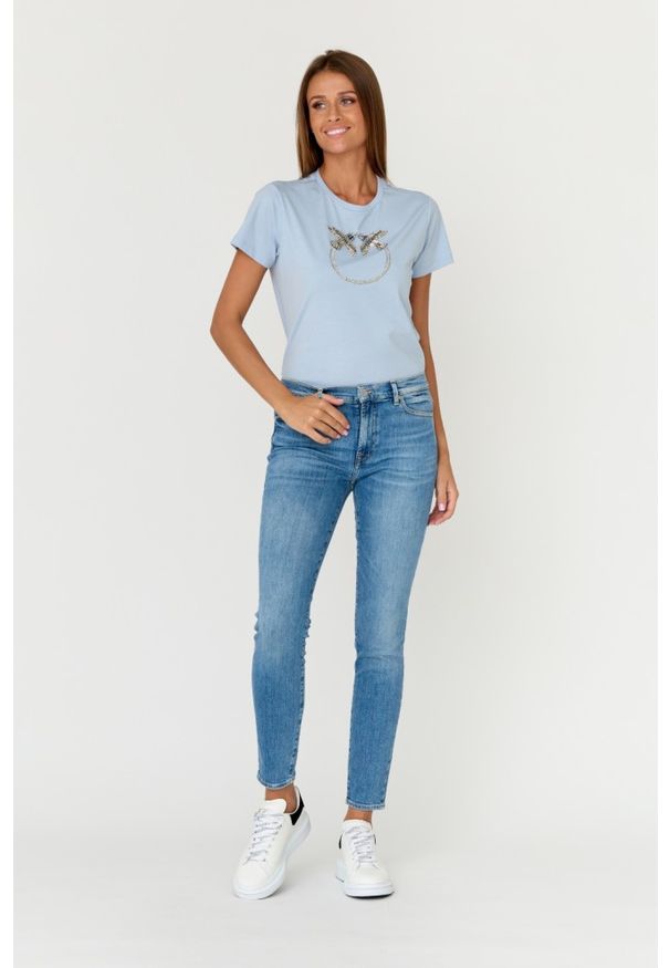 7 FOR ALL MANKIND Niebieskie jeansy SLIM ILLUSION WITHIN. Kolor: niebieski