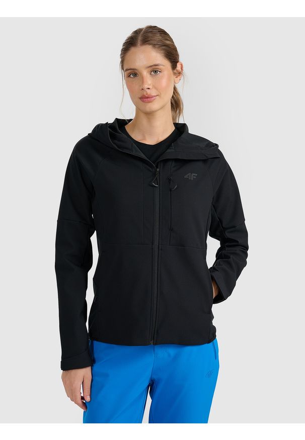 4f - 4F Kurtka softshell wiatroodporna membrana 10000 damska - czarna XXL. Kolor: czarny. Materiał: softshell