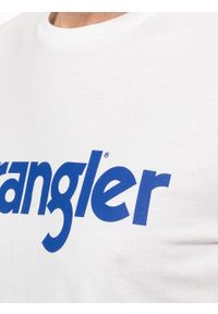 Wrangler - WRANGLER SS LOGO TEE MĘSKI T-SHIRT KOSZULKA NADRUK WHITE W7M0D3989. Wzór: nadruk