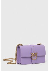 Pinko torebka skórzana kolor fioletowy. Kolor: fioletowy. Materiał: skórzane #3