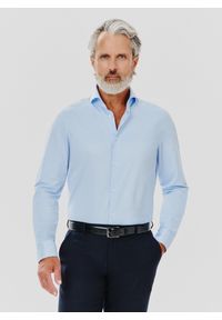 Pako Lorente - PAKO LORENTE – Niebieska koszula męska z długim rękawem. Kolor: niebieski. Materiał: bawełna, poliester. Długość rękawa: długi rękaw. Długość: długie