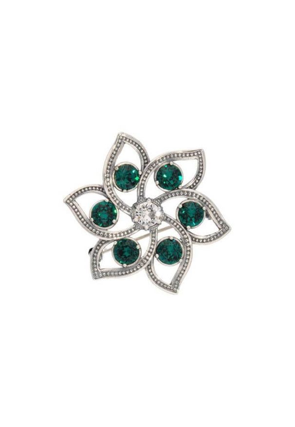 Polcarat Design - Broszka z kryształem Swarovski Kwiat B 173. Materiał: srebrne. Wzór: kwiaty. Kamień szlachetny: kryształ