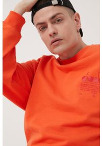 Diadora bluza bawełniana męska kolor pomarańczowy z nadrukiem. Kolor: pomarańczowy. Materiał: bawełna. Wzór: nadruk