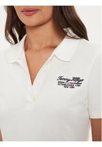 TOMMY HILFIGER - Tommy Hilfiger Polo Script WW0WW43624 Écru Slim Fit. Typ kołnierza: polo. Materiał: bawełna #4