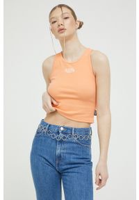 Von Dutch top damski kolor pomarańczowy. Kolor: pomarańczowy. Materiał: materiał, dzianina. Długość rękawa: na ramiączkach #1
