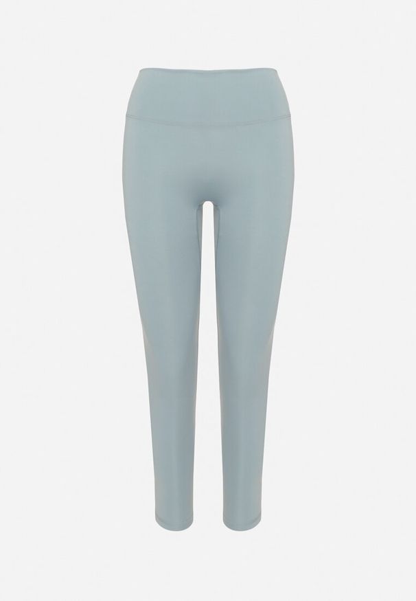 Born2be - Jasnozielone Legginsy z Wysokim Stanem Parefia. Okazja: na co dzień. Stan: podwyższony. Kolor: niebieski. Materiał: materiał, dzianina. Styl: sportowy, casual