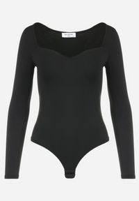 Born2be - Czarne Body z Kwadratowym Dekoltem Phicise. Okazja: na co dzień. Typ kołnierza: dekolt kwadratowy. Kolor: czarny. Materiał: jeans, wiskoza. Styl: wizytowy, casual