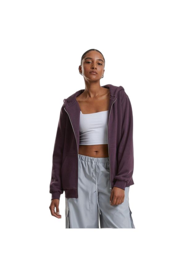 Damska bluza z kapturem zapinana na zamek Urban Classics. Typ kołnierza: kaptur. Kolor: fioletowy. Materiał: materiał
