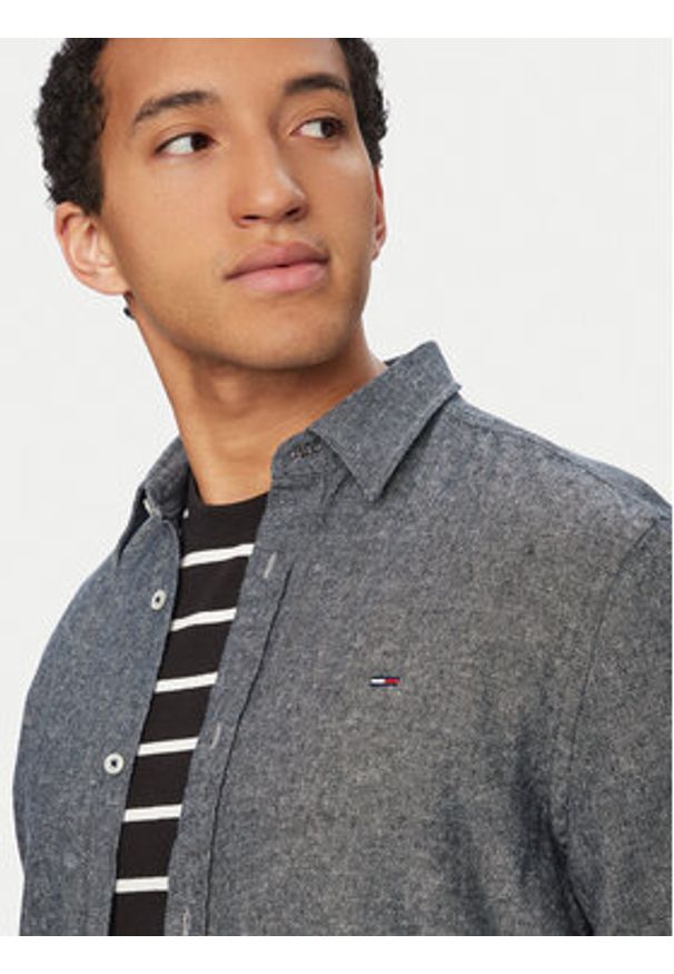 Tommy Jeans Koszula DM0DM22761 Granatowy Regular Fit. Kolor: niebieski. Materiał: len