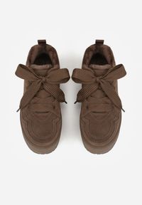 Born2be - Brązowe Sneakersy Vices w Stylu Śniegowców na Platformie z Ozdobnym Futerkiem Nalirea. Okazja: na co dzień, na spacer. Kolor: brązowy. Materiał: futro. Obcas: na platformie. Sport: turystyka piesza #3