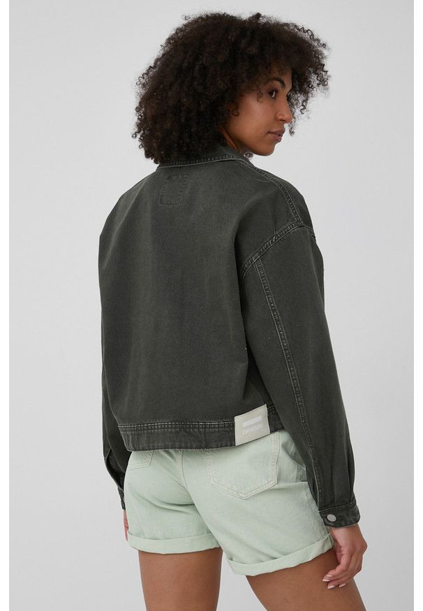 Dr. Denim kurtka damska kolor zielony przejściowa oversize. Kolor: zielony. Materiał: denim