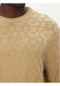 Hugo - HUGO Sweter 50543785 Beżowy Regular Fit. Kolor: beżowy. Materiał: bawełna #4