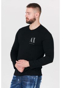 Armani Exchange - ARMANI EXCHANGE Czarny longsleeve męski z małym logo. Kolor: czarny. Materiał: prążkowany. Długość rękawa: długi rękaw #2