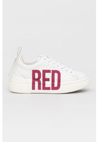Red Valentino Buty skórzane kolor biały na platformie. Nosek buta: okrągły. Zapięcie: sznurówki. Kolor: biały. Materiał: skóra. Obcas: na platformie #1