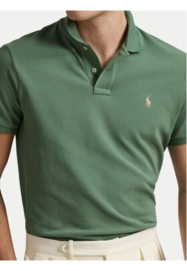Polo Ralph Lauren Polo 710536856465 Zielony Slim Fit. Typ kołnierza: polo. Kolor: zielony. Materiał: bawełna