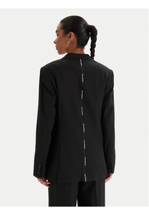 Karl Lagerfeld - KARL LAGERFELD Marynarka B1W14012 Czarny Relaxed Fit. Typ kołnierza: dekolt w karo. Kolor: czarny. Materiał: wełna