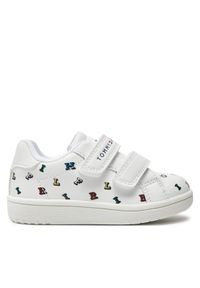 TOMMY HILFIGER - Tommy Hilfiger Sneakersy Aop Low Cut Velcro Sneaker T1X9-33338-1355 M Biały. Kolor: biały. Materiał: skóra #1