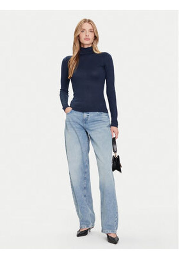 Guess Golf W4BP14 KCGM2 Niebieski Slim Fit. Typ kołnierza: golf. Kolor: niebieski. Materiał: syntetyk, wiskoza