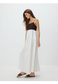 Reserved - Sukienka maxi z lnem - złamana biel. Materiał: len. Długość: maxi #1