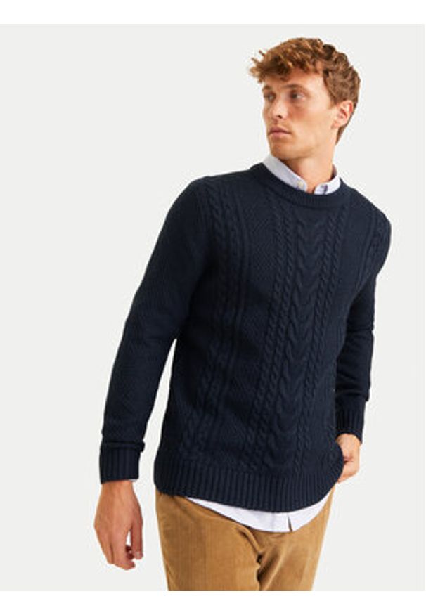 Jack & Jones - Jack&Jones Sweter Craig 12258480 Granatowy Regular Fit. Kolor: niebieski. Materiał: syntetyk