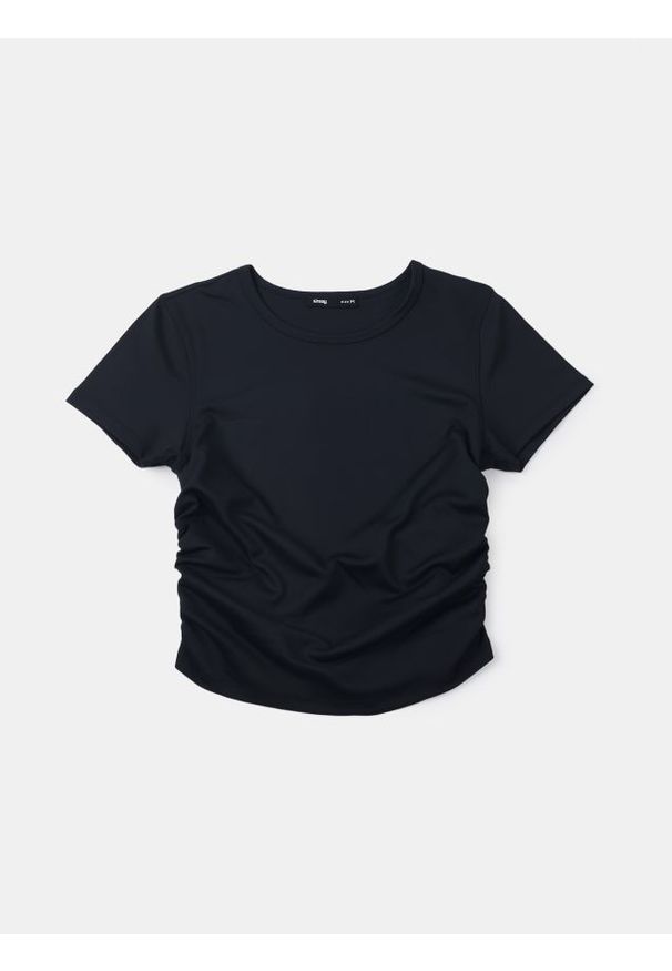 Sinsay - Dopasowana bluzka z marszczeniem po bokach - czarny. Kolor: czarny