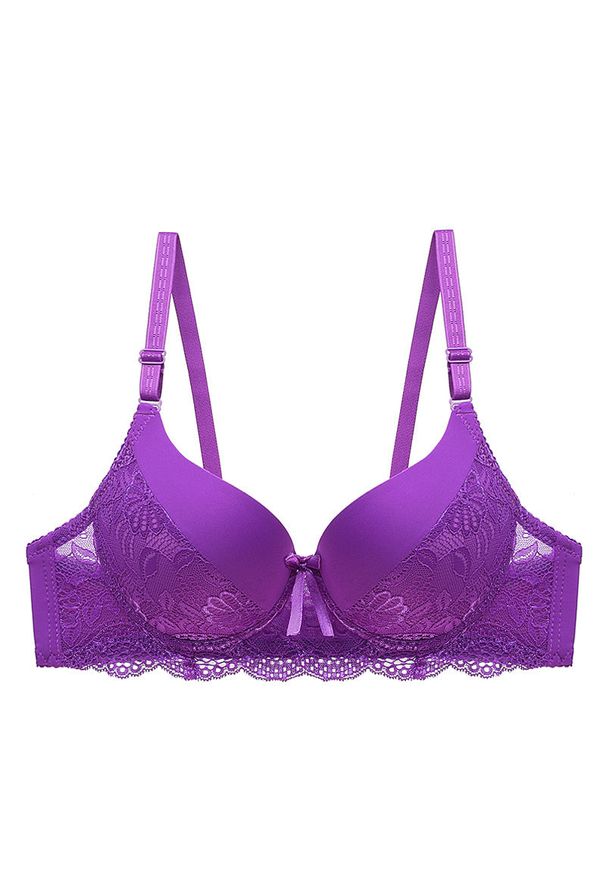 Intica - Biustonosz push-up z usztywnieniem i subtelnymi zdobieniami Veritchka. Kolor: fioletowy. Materiał: tkanina. Rodzaj stanika: push-up. Wzór: aplikacja