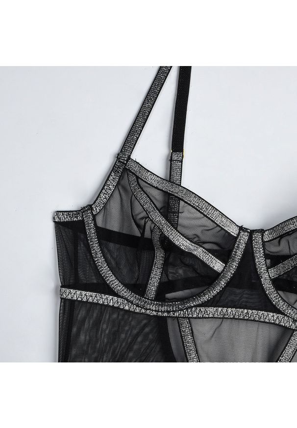 Intica - Body z siateczką i błyszczącą nitką na wieczorne wyjścia Semire. Kolor: wielokolorowy. Materiał: materiał