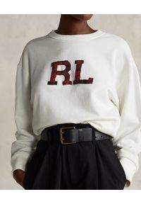 Ralph Lauren - RALPH LAUREN - Biała bawełniana bluza Relaxed Fit. Typ kołnierza: polo. Kolor: biały. Materiał: bawełna. Wzór: aplikacja #4