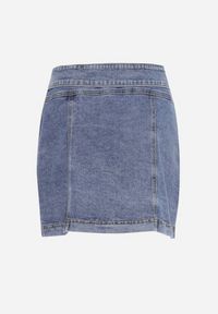 Born2be - Granatowa Spódnica Jeansowa Mini z Talią Paper Bag Zapinana na Guziki Velaia. Kolor: niebieski. Materiał: jeans. Styl: elegancki #5