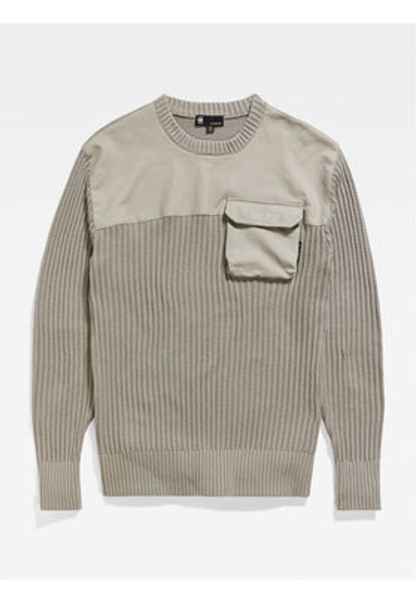 G-Star RAW - G-Star Raw Sweter Army D23525-D496-G106 Beżowy Regular Fit. Kolor: beżowy. Materiał: bawełna