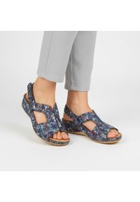 Wielokolorowe Sandały Pollonus Skórzane Buty. Okazja: na co dzień, na spacer. Nosek buta: otwarty. Zapięcie: pasek. Kolor: wielokolorowy. Materiał: skóra. Wzór: kwiaty. Sezon: lato. Styl: casual, klasyczny #1