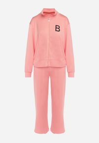 Born2be - Różowy Komplet Dresowy z Bawełny z Zasuwaną Bluzą i Spodniami Tervil. Kolor: różowy. Materiał: bawełna, dresówka #7