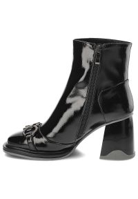 Czarne Botki S.Barski Eleganckie Obuwie Damskie Na Obcasie. Zapięcie: sprzączka. Kolor: czarny. Materiał: lakier. Obcas: na obcasie. Styl: elegancki. Wysokość obcasa: średni #5