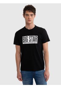 Big-Star - Koszulka męska z logo BIG STAR czarna Cieszbiros 906. Kolor: czarny. Materiał: skóra, bawełna. Wzór: nadruk. Styl: elegancki