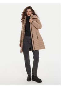 DKNY Płaszcz zimowy DLEMPN46 Brązowy Slim Fit. Kolor: brązowy. Materiał: syntetyk. Sezon: zima