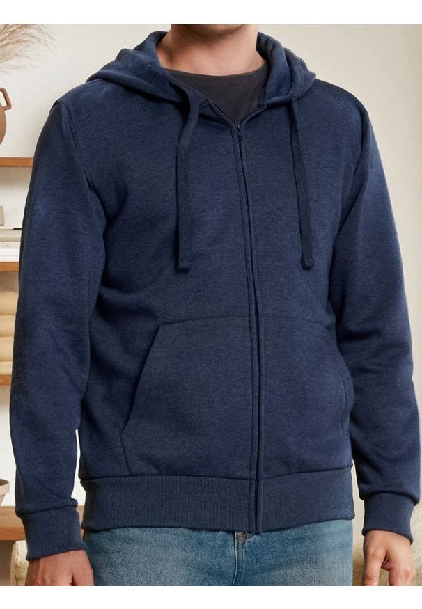 Sinsay - Rozpinana bluza z kapturem i kieszeniami - granatowy. Typ kołnierza: kaptur. Kolor: niebieski