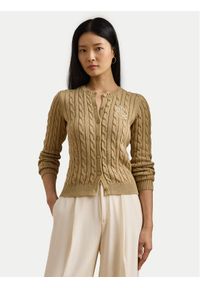 Lauren Ralph Lauren - LAUREN RALPH LAUREN Kardigan 200932225007 Beżowy Slim Fit. Kolor: beżowy. Materiał: bawełna