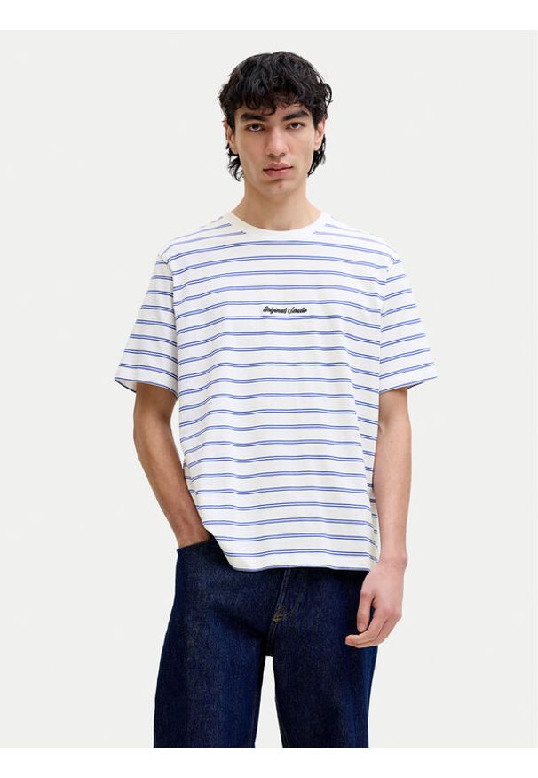 Jack & Jones T-Shirt Norrebro 12291021 Biały Relaxed Fit. Kolor: biały. Materiał: bawełna