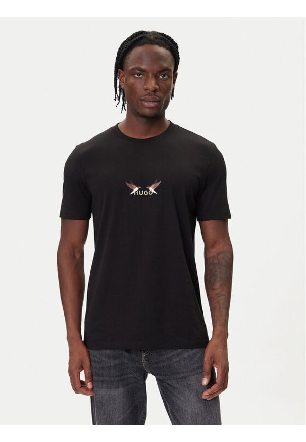 Hugo - HUGO T-Shirt Dugolini 50549154 Czarny Regular Fit. Kolor: czarny. Materiał: bawełna