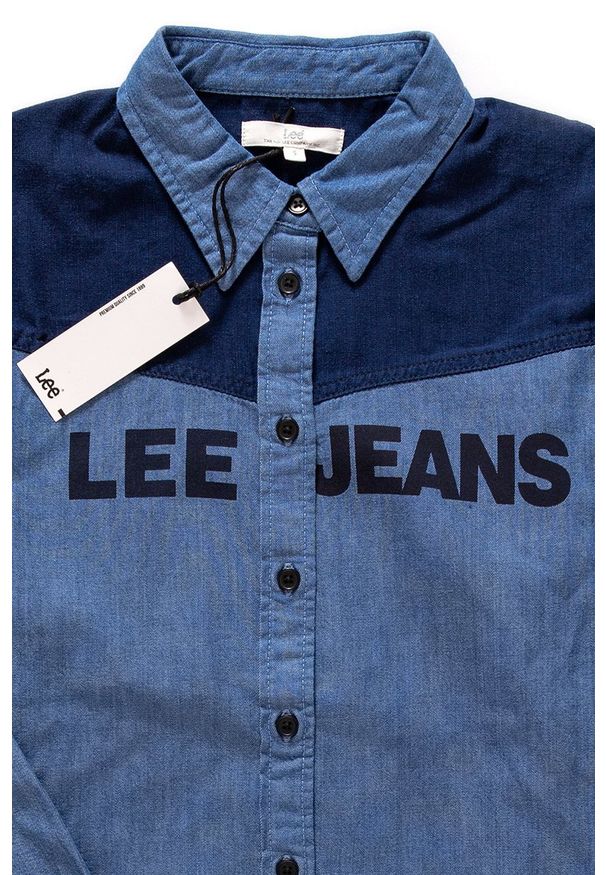 Lee - LEE TOP BLOCKING SHIRT FROST BLUE L45KBIMJ 112110271. Materiał: jeans. Wzór: nadruk