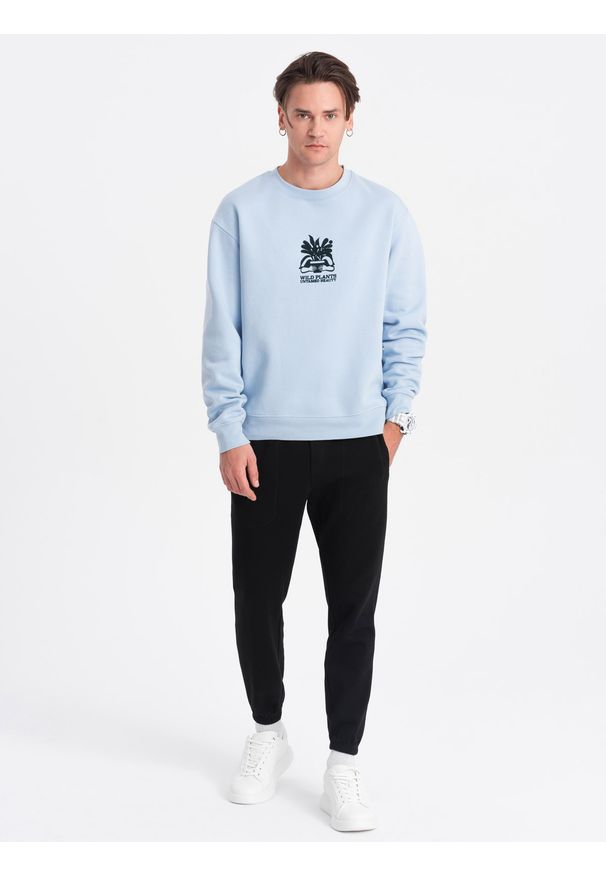 Ombre Clothing - Spodnie męskie dresowe CARROT ze strukturalnej dzianiny - czarne V8 - Rozmiar: S. Kolor: czarny. Materiał: dresówka, dzianina