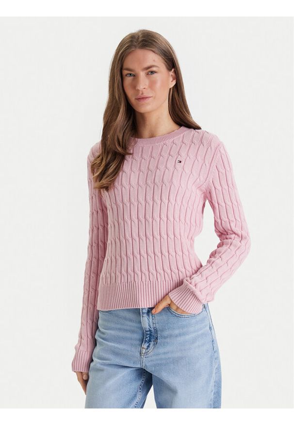 TOMMY HILFIGER - Tommy Hilfiger Sweter WW0WW47644 Różowy Regular Fit. Kolor: różowy. Materiał: bawełna