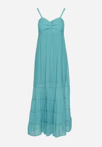 Born2be - Miętowa Sukienka z Bawełną na Regulowanych Ramiączkach z Elastyczną Gumką na Plecach Tinathias. Okazja: na spacer, na co dzień. Kolor: miętowy. Materiał: bawełna. Długość rękawa: na ramiączkach. Sezon: lato. Typ sukienki: proste. Styl: casual, klasyczny #5