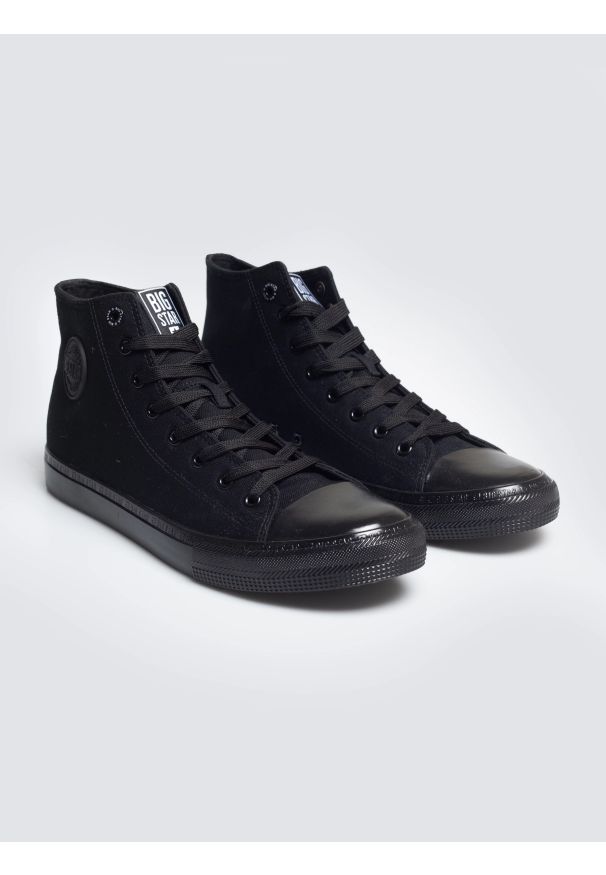 Big-Star - Trampki męskie wysokie czarne FF174550 906. Wysokość cholewki: przed kolano. Nosek buta: okrągły. Kolor: czarny. Materiał: tkanina, guma, materiał. Szerokość cholewki: normalna. Styl: klasyczny