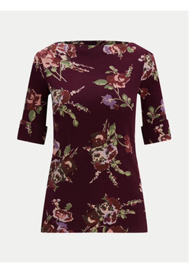 Lauren Ralph Lauren - LAUREN RALPH LAUREN Bluzka 200951317001 Bordowy Slim Fit. Kolor: czerwony. Materiał: bawełna