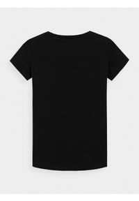 4f - T-shirt slim gładki damski. Kolor: czarny. Materiał: bawełna, dzianina, elastan. Długość rękawa: krótki rękaw. Długość: krótkie. Wzór: gładki. Styl: klasyczny, sportowy #2